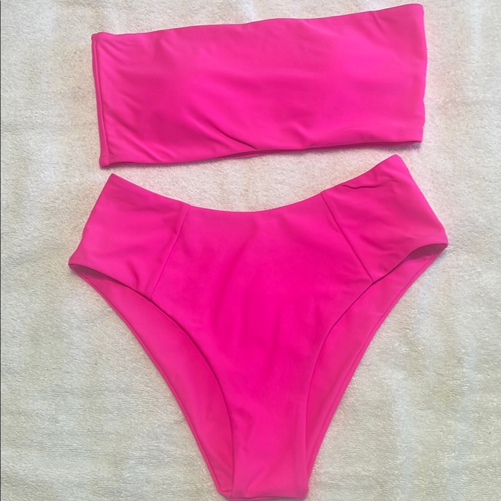 Vibrant Pink Bandeau Bikini Set